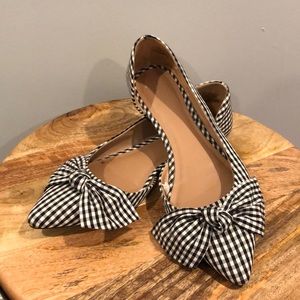 A New Day black and white gingham bow flats